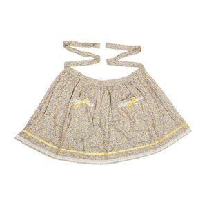 VINTAGE FLORAL WAIST APRON – HANDMADE – LACE TRIM – YELLOW RIBBON – CLEAN